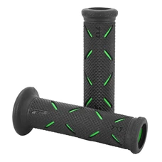 REVETEMENT POIGNEE PROGRIP MOTO ON ROAD 717 DOUBLE DENSITE NOIR/VERT OPEN END 122mm (PAIRE)