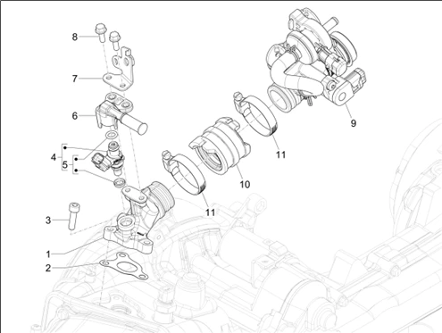 Boîtier papillon - Injecteur - Raccord d'admission