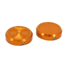 COUVERCLE/CAPUCHON/BOUCHON SUPERIEUR FOURCHE AVANT MOTO POUR KTM 125 DUKE ALU CNC ANODISE ORANGE (PAIRE)  -AVOC-