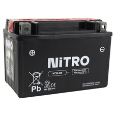 BATTERY 12V 8 Ah NTX9-BS NITRO MF MAINTENANCE FREE-SUPPLIED WITH ACID PACK (Lg150xWd87xH105) (EQUALS YTX9-BS)