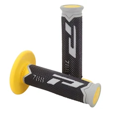 REVETEMENT POIGNEE PROGRIP MOTO OFF ROAD 788 TRIPLE DENSITE BASE COLOR GRIS /NOIR/JAUNE CLOSED END 115mm (CROSS/MX) (PAIRE)