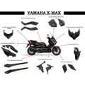 FAIRINGS/BODY PARTS FOR MAXISCOOTER YAMAHA 125-300-400 XMAX 2018> GLOSS BLACK -P2R- 15 PARTS KIT
