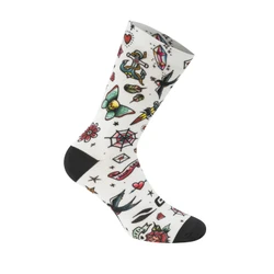CHAUSSETTES / SOCQUETTES ETE GIST TRENDY TATTOO BLANC 38/42 ECOLOGIQUE - HAUTEUR 20CM (PAIRE) -5863